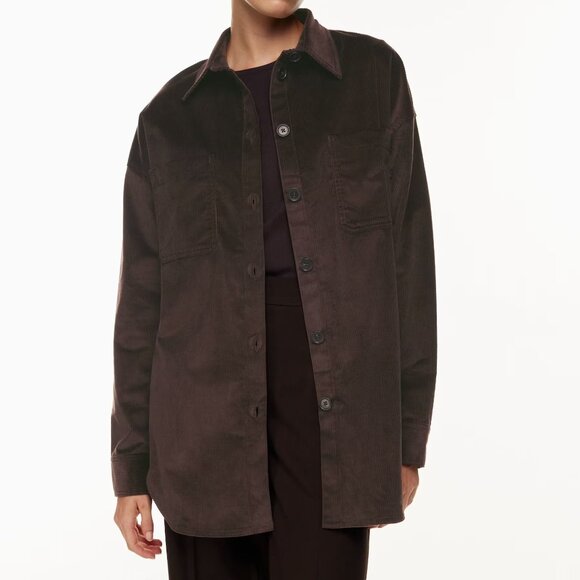 NWT Aritzia Babaton GRAYDON SHIRT in Rich Mocha Brown, 2XS XXS - Picture 1 of 7